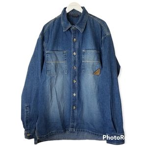 Ice City Streetwear Heavy Denim Button Down Shirt size 3XL